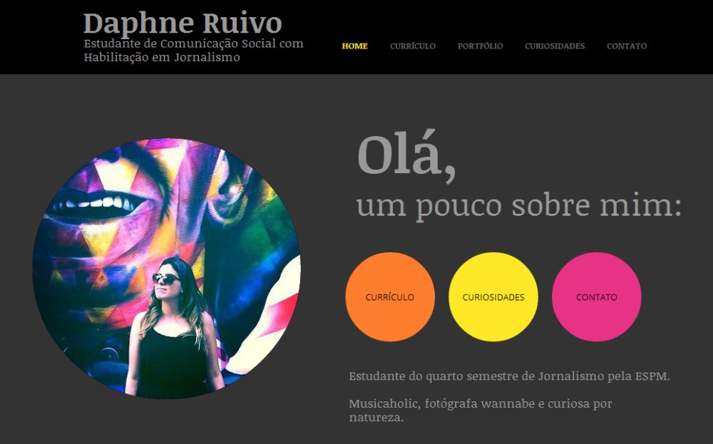 Currículo online de Daphne Ruivo, estudante de jornalismo