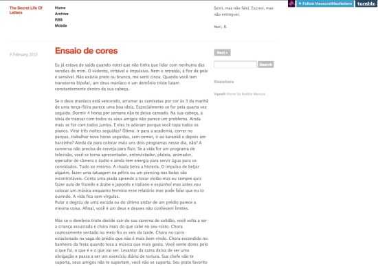 O jornalista Rodrigo Neri inovou ao usar o Tumblr como portfólio  Imagem: Reprodução da Internet